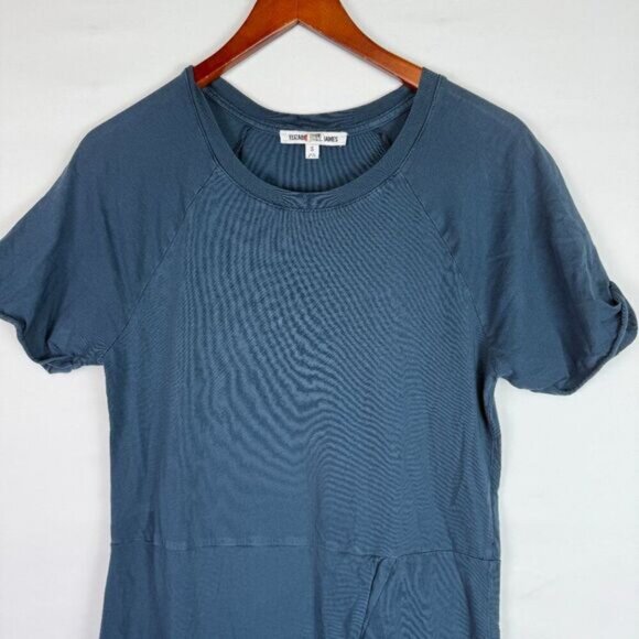 Elizabeth and James Welles Short Sleeve Cotton Crew Neck Maxi Dress Dark Teal S - Picture 4 of 8